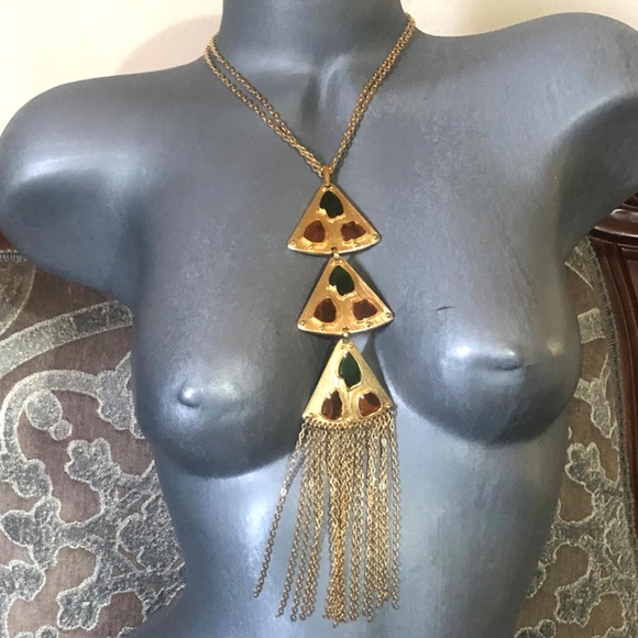 TRIFARI GOLD TONE GLASS CHAIN NECKLACE $650 - Picture 13 of 13